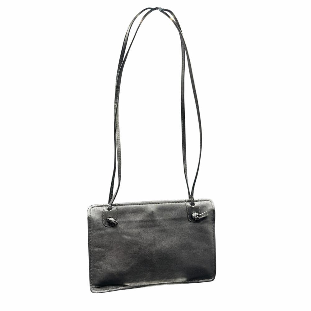 Ganson Black Leather Shoulder Bag Vintage Minimalist As-Is Interior Wear